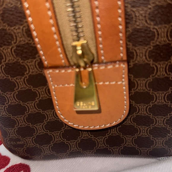 Celine Macadam Pattern Mini Boston Bag Handbag PVC x Leather Dark Brown - Picture 5 of 12